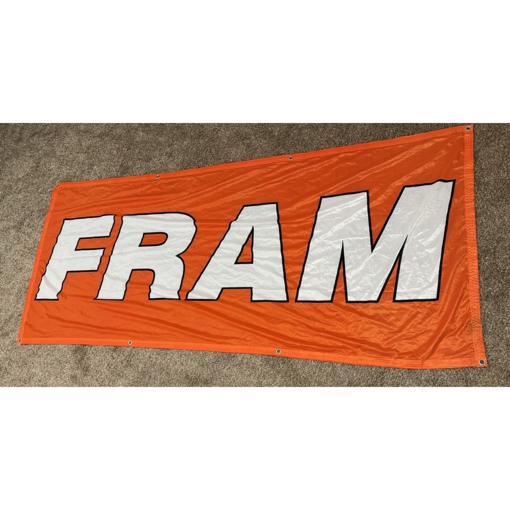 FRAM Filters REAL Banner Flag 42x96 Orange‎ Garage Man Cave Shop Sign Large